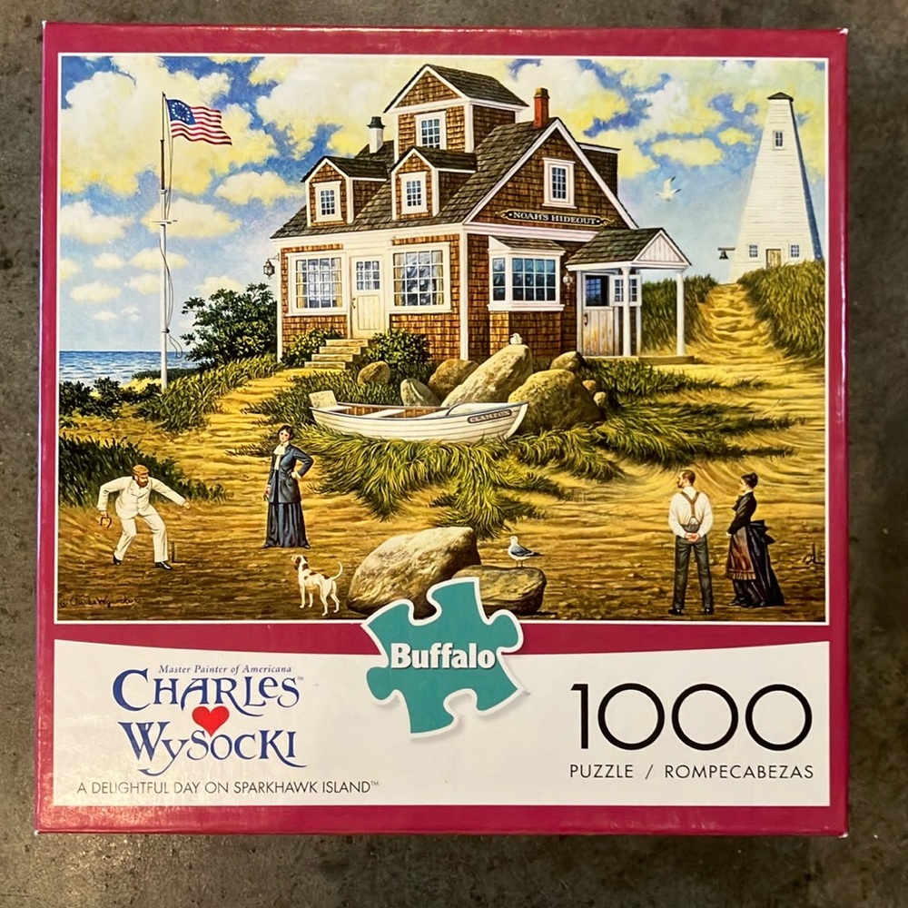 🧩COMPLETE🧩 Charles Wysocki “A Delightful Day on Sparkhawk Island” 1000 pc puzzle